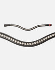 Detailfoto Trense Kieffer Ultrasoft® Haflinger in Schwarz mit Chrombeschlägen: geschwungenes Stirnband mit weißen Kristallen