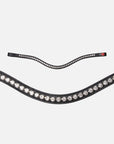 Detailfoto Trense Kieffer Ultrasoft® Stella in Schwarz mit Chrombeschlägen: geschwungenes Stirnband mit weißen Kristallen