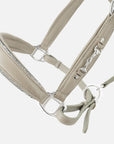 Detailfoto Leder-Stallhalfter Kieffer Ultrasoft® Horsebit in Taupe mit Chrombeschlägen und Glitzerbiese