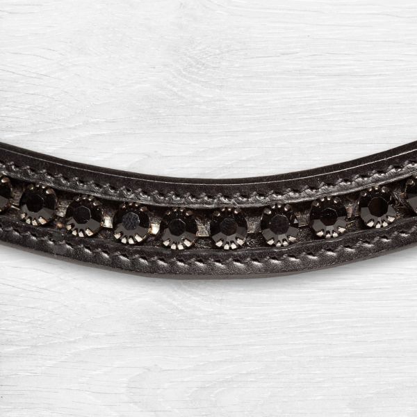 Curved browband with black crystals