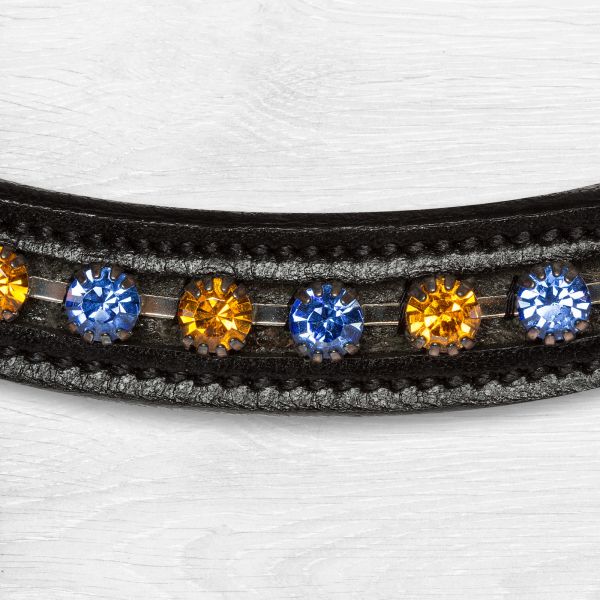 Browband with blue and orange-coloured crystals