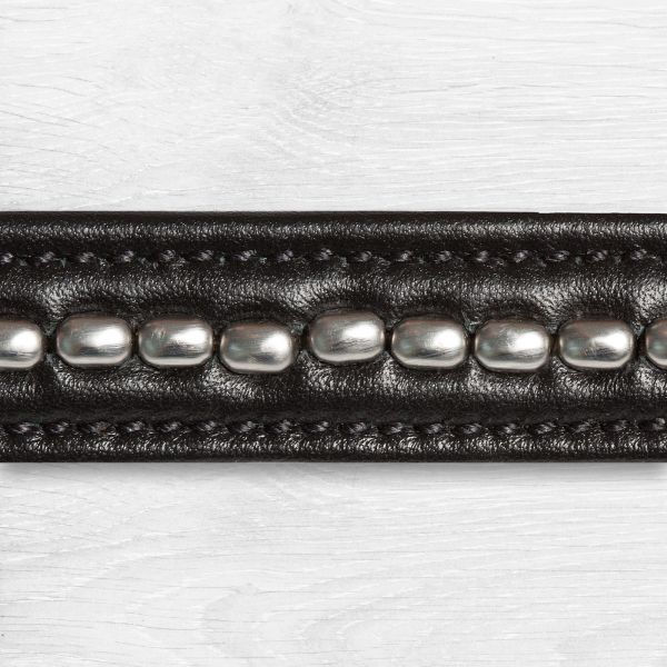 Blaack browband with with silver-coloured metal beads