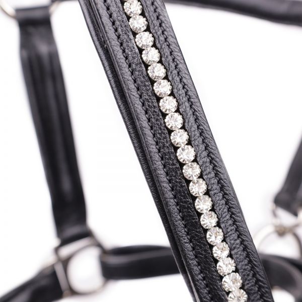Cheek strap decorated with white crystals