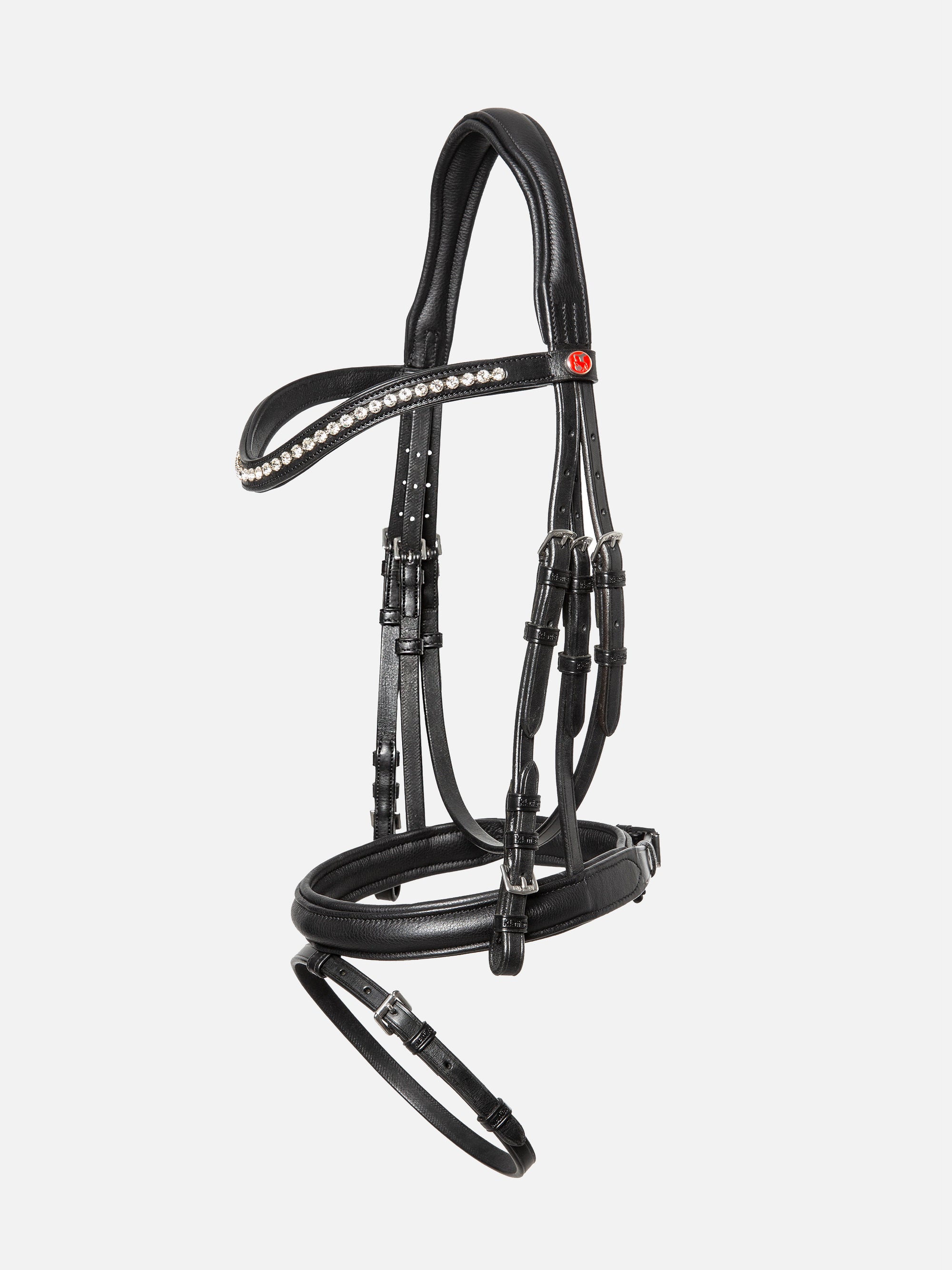 Trense Kieffer Ultrasoft® Haflinger in Schwarz mit Chrombeschlägen und Kristall-Stirnband