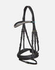 Trense Essentials Lara in Schwarz mit Chrombeschlägen und geschwungenem Kristall-Stirnband