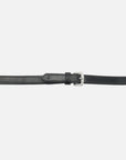 Detailfoto Lederzügel, 16 mm mit Stegen, in Schwarz mit Chrombeschlägen