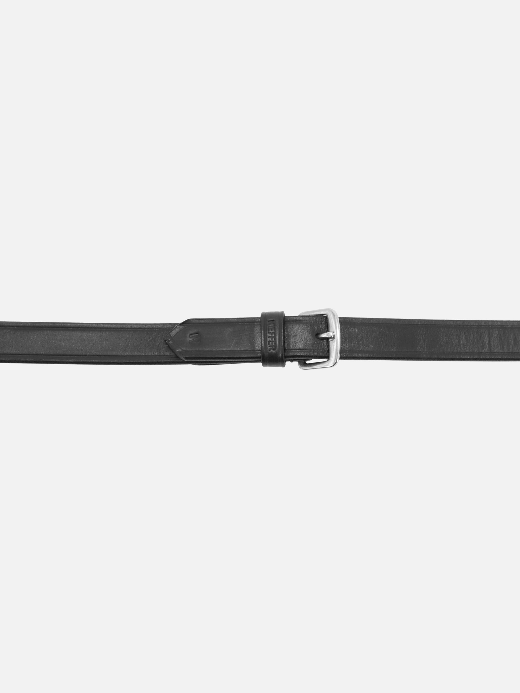 Detailfoto Lederzügel, 19 mm ohne Stege, in Schwarz mit Chrombeschlägen