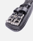 Detailfoto Leder-Kurzgurt Kieffer Ultrasoft® mit Bauchauflage in Schwarz: hochwertige Rollschnallen aus Edelstahl mit Elastomerband