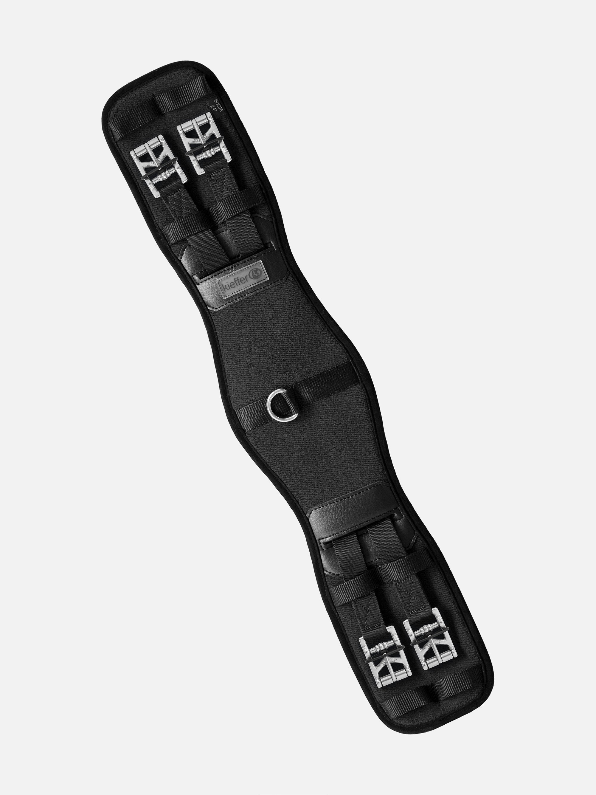 Kurzgurt Air-Tex Plus mit Bauchauflage in Schwarz mit Rollschnallen und Elastomerband