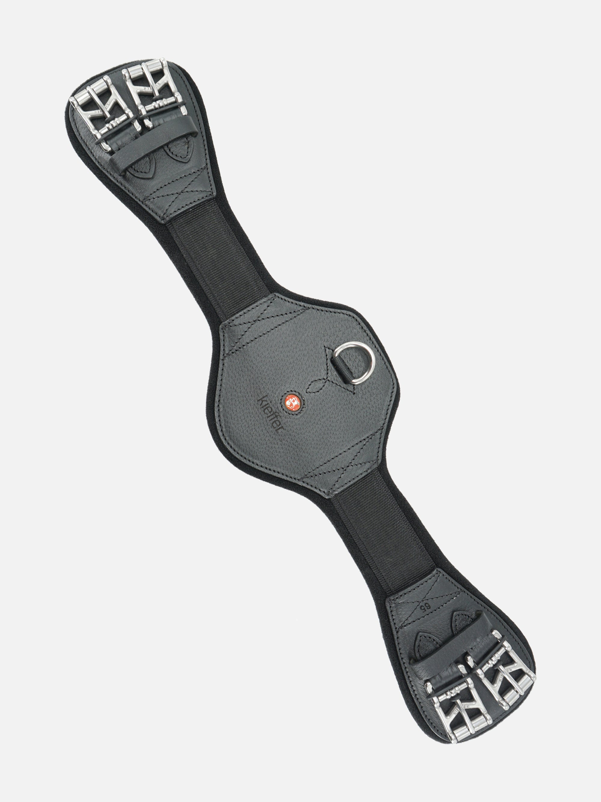 Kurzgurt Kieffer EquiConnect® mit Bauchauflage in Schwarz mit Rollschnallen und Elastomerband