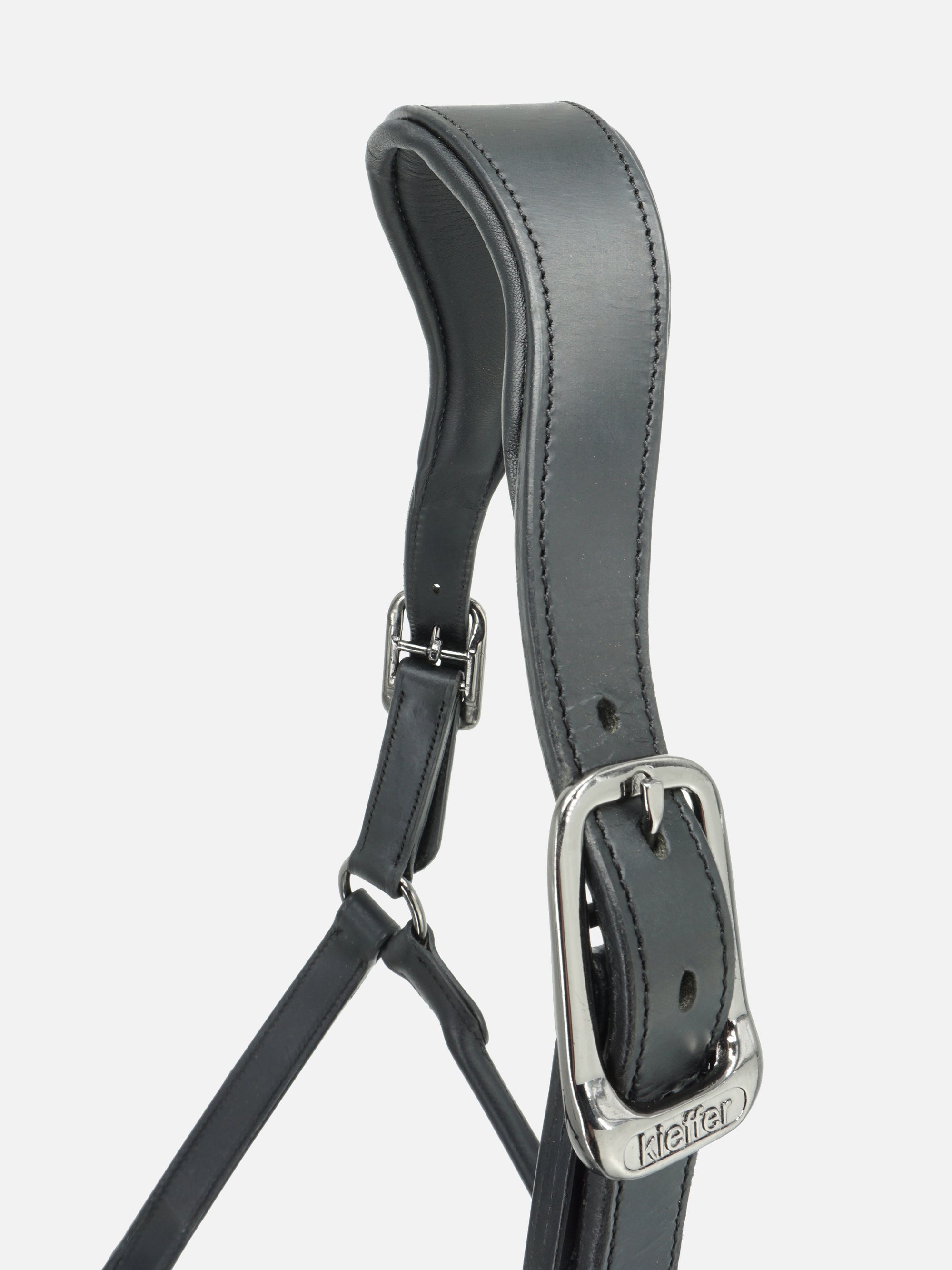 Detailfoto Kopfriemen von Leder-Stallhalfter Onyxa in Schwarz