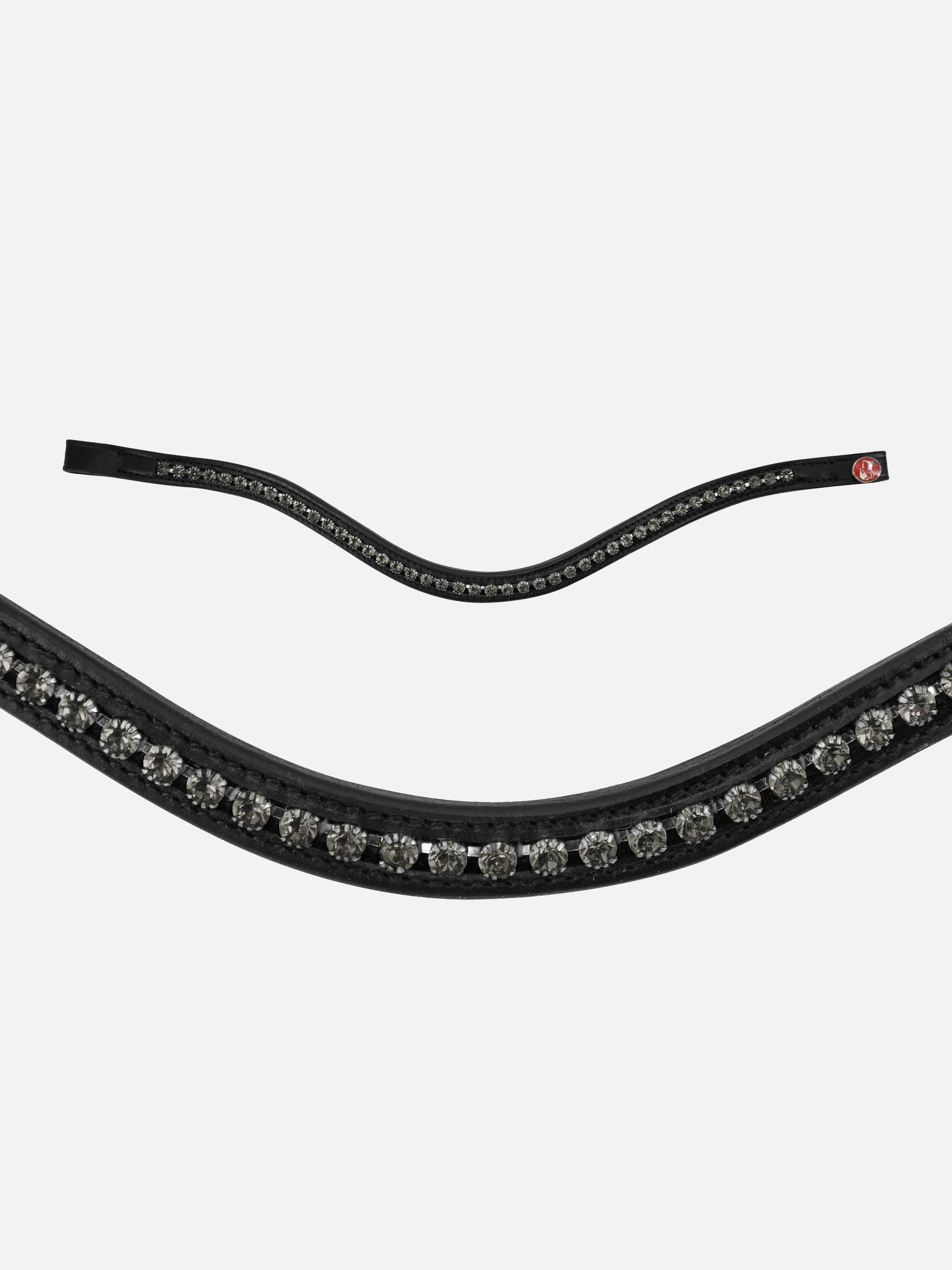 Detailfoto vom Stirnband der Kandare Paris in Schwarz mit grauen Swarovski® Kristallen